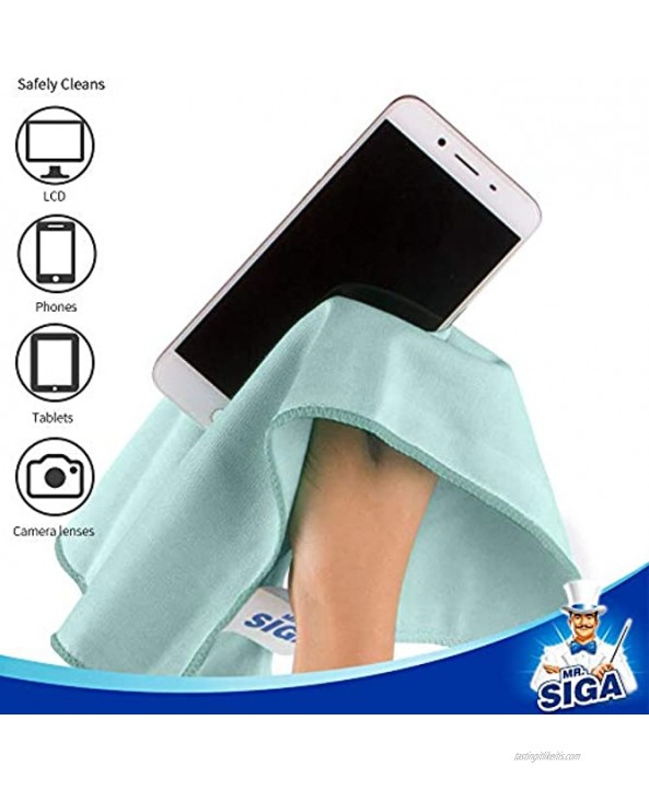 MR.SIGA Ultra Fine Microfiber Cloths for Glass Pack of 6 35 x 40 cm 13.7 x 15.7