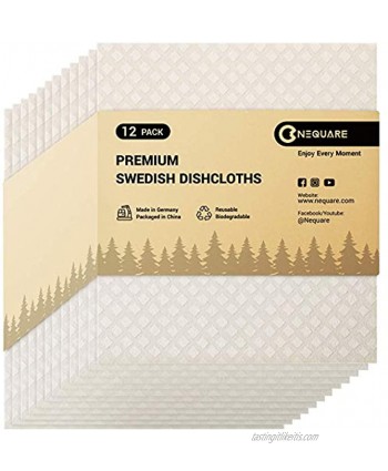 NEQUARE Swedish Dishcloths for Kitchen Sponge Cloths Kitchen Towels,12 Pack Swedish Dish Cloths Reusable Premium Material for Dish Cleaning White