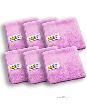 Powerizer Ultra Plush Microfiber Cloth Pack of 6 | All Purpose Microfiber Cleaning Towel | No Streaking Smearing Scratching | for Wet and Dry Use | Microfiber Towel Set | 30 x 30 Centimeters