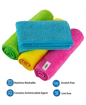 SCRUBIT Microfiber Cleaning Cloth Lint Free Towels for House Kitchen Cars Windows -Ultra Absorbent and Super Soft Wash Cloths 12 Pack