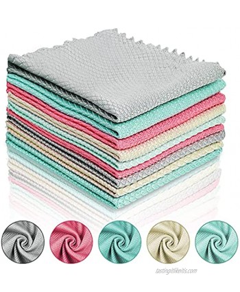 Tticai 20 Pieces Fish Scale Microfiber Polishing Cleaning Cloth Reusable Household Fish Scale Cloth Kitchen Mirror Rags Fish Microfiber Glass Cleaning Cloths for Windows Cars Stainless Steel