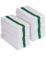 UTowels Premium 24 Pack White with Green Stripe Bar Mop Microfiber Towels for Home Kitchen Restaurant Cleaning White Green Stripe 14inx18in