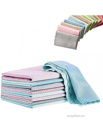 WELSTIK Fish Scale Rags Microfiber Glass Cleaning Cloths Nanoscale Cloth Fish Scale Mirror Cloth for Washing Windows Stainless Steel Cars Mirrors and More 9.8 x 9.8 Inches Color Mixing,10 Pieces