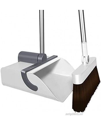 Broom and Dustpan Set Adjustable 4 in 1 with a Drawer and a Scraper180° Rotating and 90°Folded Broom Long Handle for Home Office Lobby Floor Cleaning