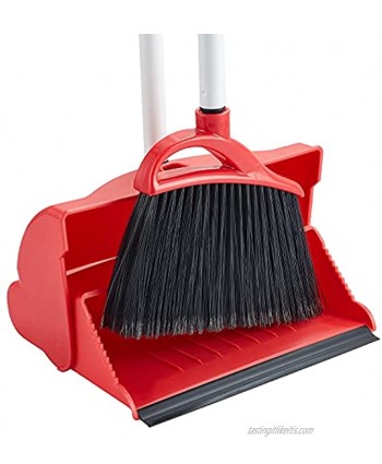 Broom and Dustpan Set Dust Pan and Broom Combo for Floor Cleaning Dustpan with with Long Handle Upright Stand Up Broom and Dustpan Set for Home Kitchen Room Office Lobby Floor