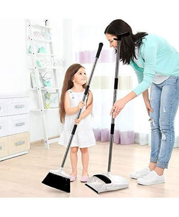 Broom and Dustpan Set Premium Long Handled Broom Dustpan Combo Upright Standing Lobby Broom and Dust Pan Brush w  Handle Great Edge Lightweight and Robust