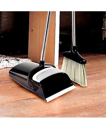 CLEAN PERCENT Broom and Dustpan Set Strongest Heavier Duty Upright Standing Dust Pan with Extendable Broomstick for Easy Sweeping Easy Assembly Great Use for Home Kitchen Room Office Lobby