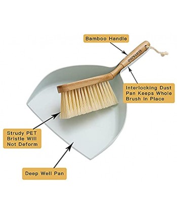 ELGYAJOO Bamboo Hand Cleaning Brush Broom & Dustpan Set Dust Pan with Hand Brush Broom Bristle Counter Dusting Pan and Brush Broom & Dustpan Set for Home  Kitchen  Draft  Car  Office