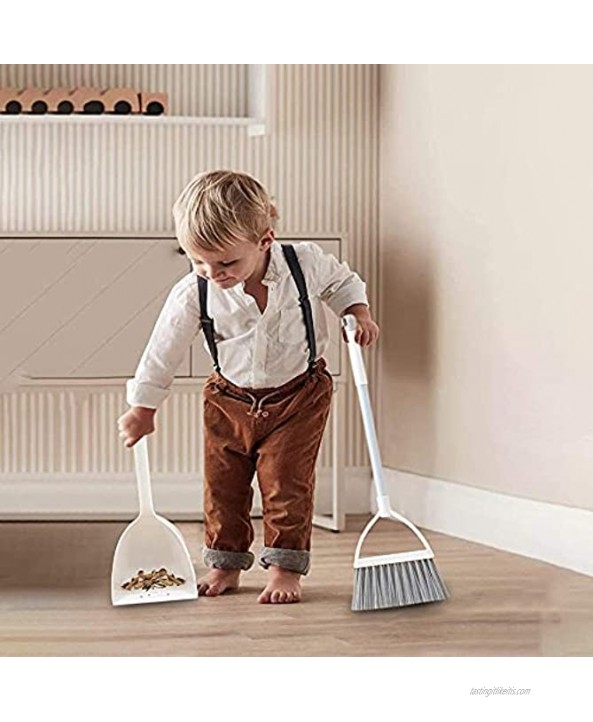 Kids Mini Broom and Dustpan Set Small Toddlers Broom for Boys and Girls Toy Broom Cleaning Set Combo White
