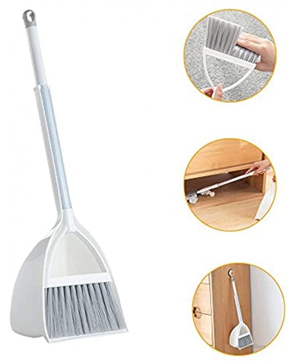 Kids Mini Broom and Dustpan Set Small Toddlers Broom for Boys and Girls Toy Broom Cleaning Set Combo White