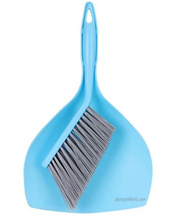 McoMce Dust Pan and Brush Portable Dust Pan Tiny Dust Pan and Brush Set Premium Dustpan Mini Hand Broom and Dustpan Set for Floor Sofa Desk Keyboard Car Dog Cat and Other Pets Blue