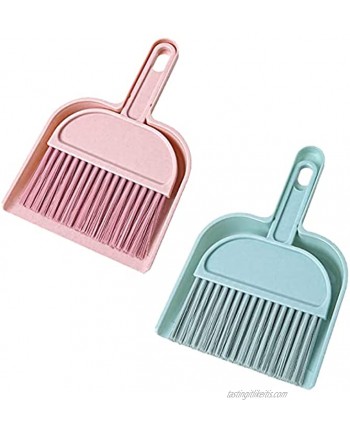 Mini Dustpan and Brush Set Pet Cage Waste Broom Dustpan Set for Home Office Desk Computer Keyboard Camping Tent Cars 2 Pack