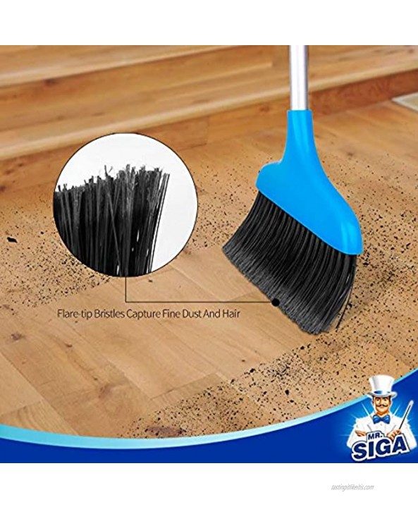 MR.SIGA Upright Broom and Dustpan Set Blue&Gray