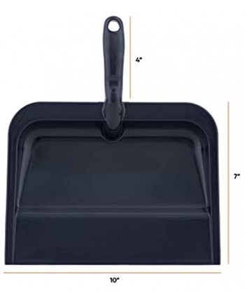 Superio Heavy Duty Dustpan Durable Plastic with Comfort Grip Handle Lightweight Multi Surface Dust Pan for Easy Sweep Broom 10 inch Wide Black