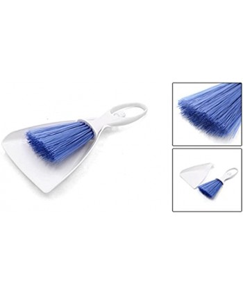 uxcell White Blue Plastic Car Seat Dashboard Air Vent Dust Brush Broom Cleaning Tool w Dustpan