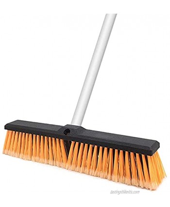 Floatant 18" Push Broom Heavy Duty Large Outdoor Sweeping Broom Wide Industrial Scrub Brush with Stiff Bristles Long Handle Commercial for Concrete Floor Shop Garage Warehouse Street Driveway