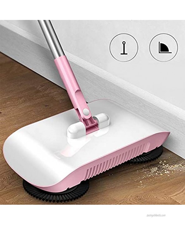 Hand Push Sweeper Household Hand Sweeping Machine Non Electric Sweeper Mop Broom Dustpan Floor Cleaning Tools for Cleaning Hair Fruit Shell Dust etc Angle Changable FreelyPink
