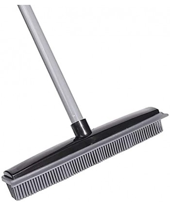 JEBBLAS Rubber Floor Broom Adjustable Long Handle Pet Hair Removal Broom for Househeld Cleaning Floor Indoor Outdoor 49" Length