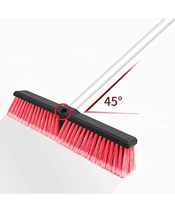 JINYUDOME Push Broom Brush Hevay Duty Brush with Long Handle 17.7 inch Wide Large Sweeping Broom Outdoor and Indoor Use,for Cleaning Bathroom Kitchen,Deck Patio Tile Red