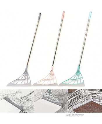 Multifunction Magic Broom Black Technology 2-in-1 Indoor Sweeper Home Kitchen Window Carpet Floor Bathroom Cleaning Squeeze Silicone Mop Soft Angle and Push Scraping Broom Tools Gray+Green+Pink