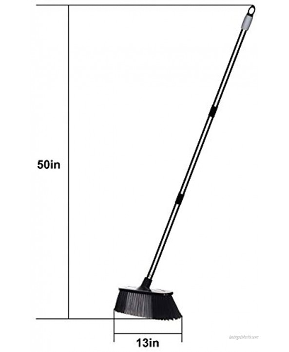 Push Broom with 43 Adjustable Long Handle Easy Assembly Broom Indoor Outdoor for Cleaning Deck Patio Garage Driveway Garden 1 Pack Black