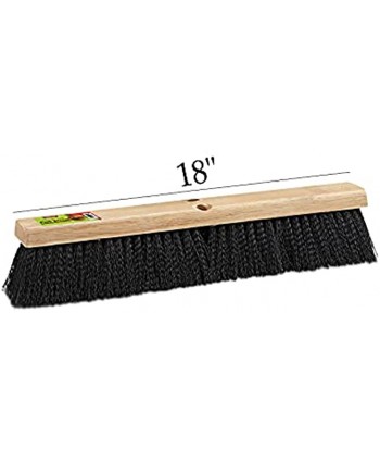 Unvert Black Indoor Push Broom Head – Heavy Duty Hardwood Block – Polypropylene Bristles – Deck Scrub Brush – Two Threaded Handle Holes for Better Assist 18"