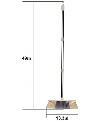 Jiaxin Angle Broom with 43" Adjustable Long Handle Easy Assembly Indoor Broom for Home Office Sweeping 1 Pack Beige