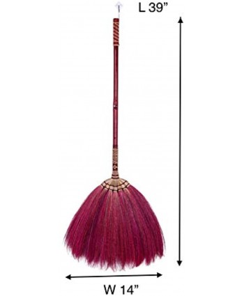 SKENNOVA 1 Piece of 39-41 inch Tall of Asian Broom Natural Broom Grass Handmade Broom Witch Broom Bamboo Stick Handle Durable Broom for Sweeping Dirt Dust and Hair