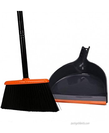 TreeLen Angle Broom and Dustpan Set Dust Pan Snaps On Broom Handles Orange