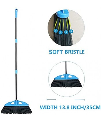 YONILL Indoor Dust Broom with Long Handle Angle Broom for Hardwood Floor Cleaning Inside Soft Sweeping Brooms for House and Kitchen